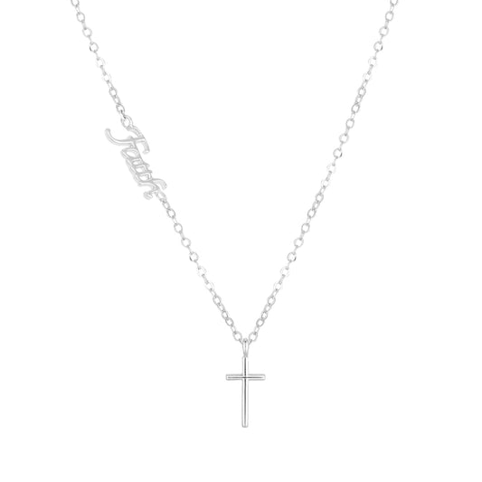 August Woods Silver Faith Mini Cross Necklace