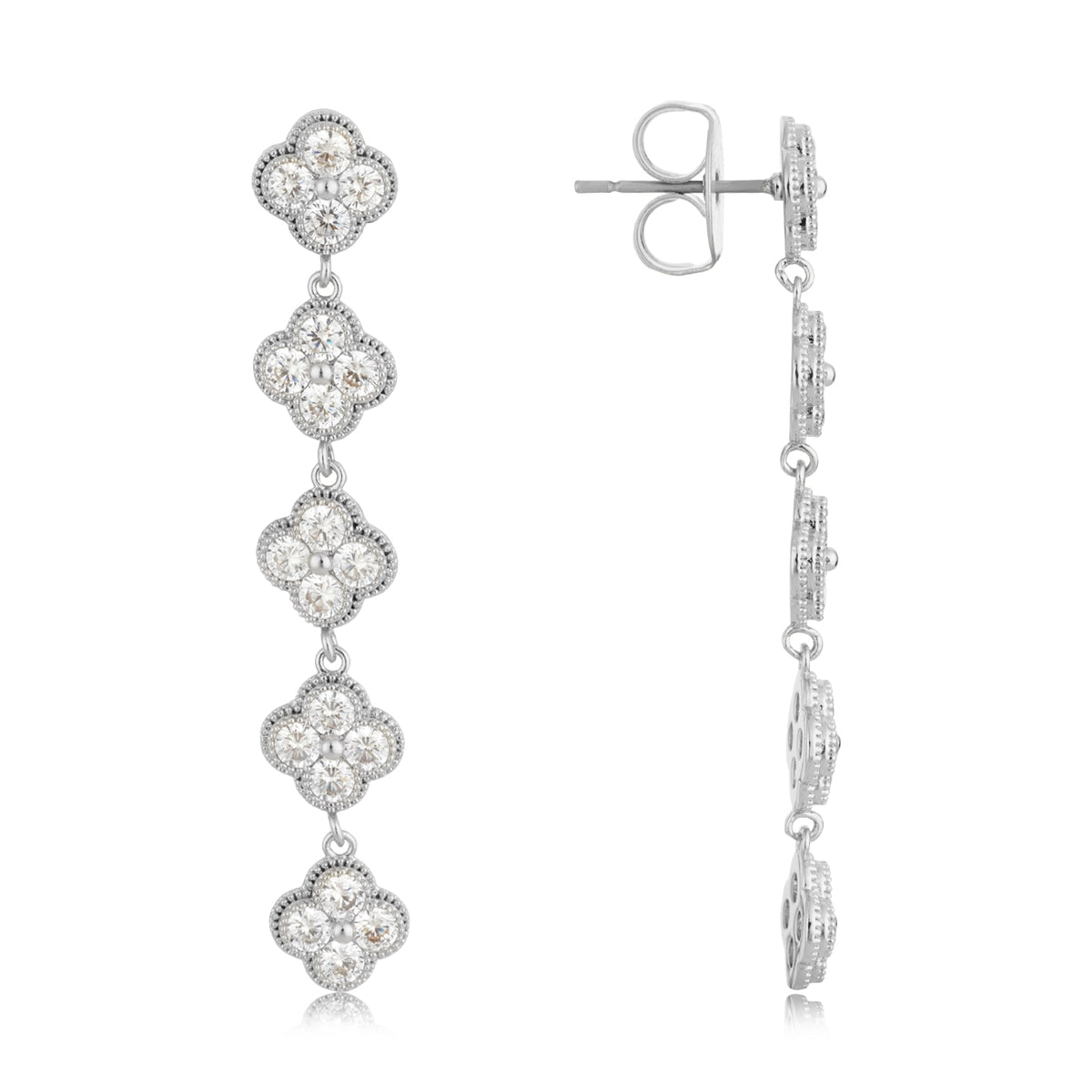 August Woods Silver Drop CZ Clover Earrings