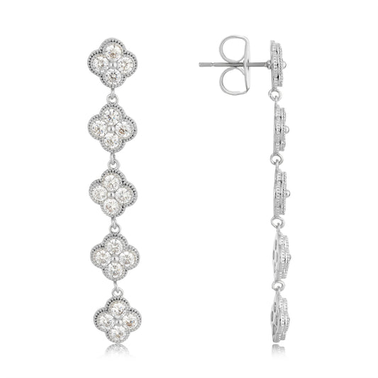 August Woods Silver Drop CZ Clover Earrings
