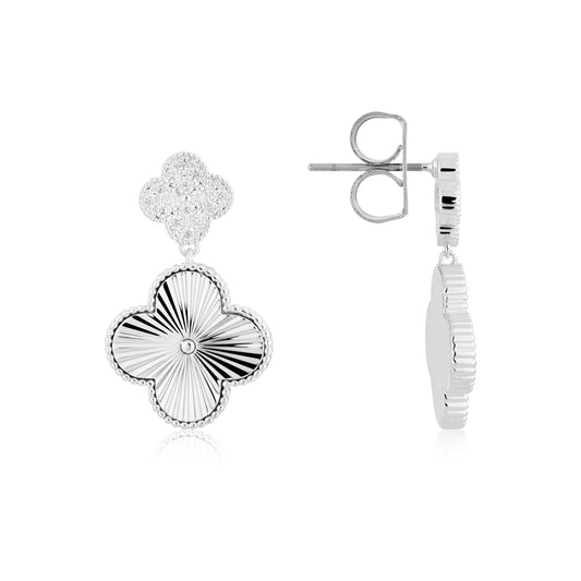 August Woods Silver CZ Mirror Clover Drop Earrings