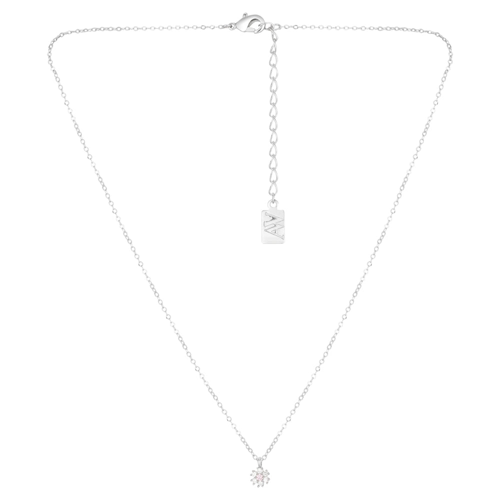 August Woods Silver Kids Mini CZ Flower Necklace