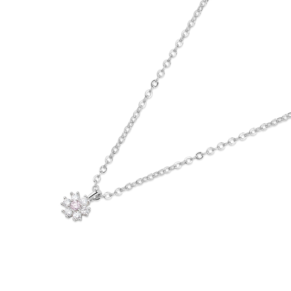August Woods Silver Kids Mini CZ Flower Necklace