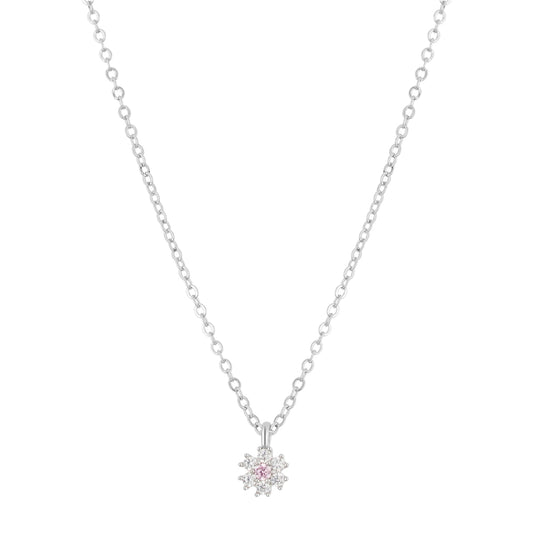 August Woods Silver Kids Mini CZ Flower Necklace