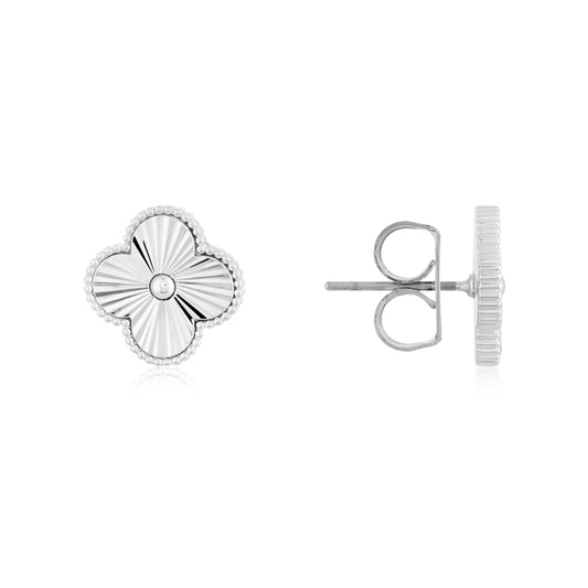 August Woods Silver Mirror Clover Stud Earrings