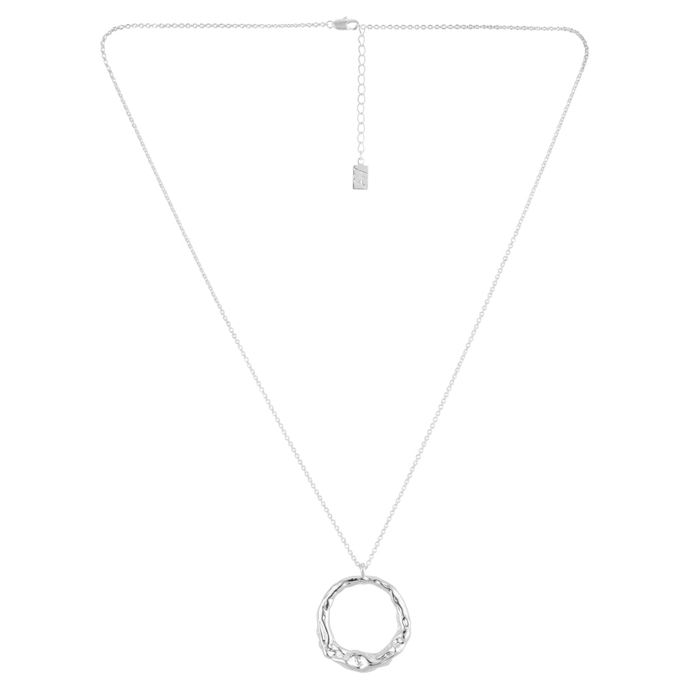 August Woods Silver Molten Circle Long Necklace