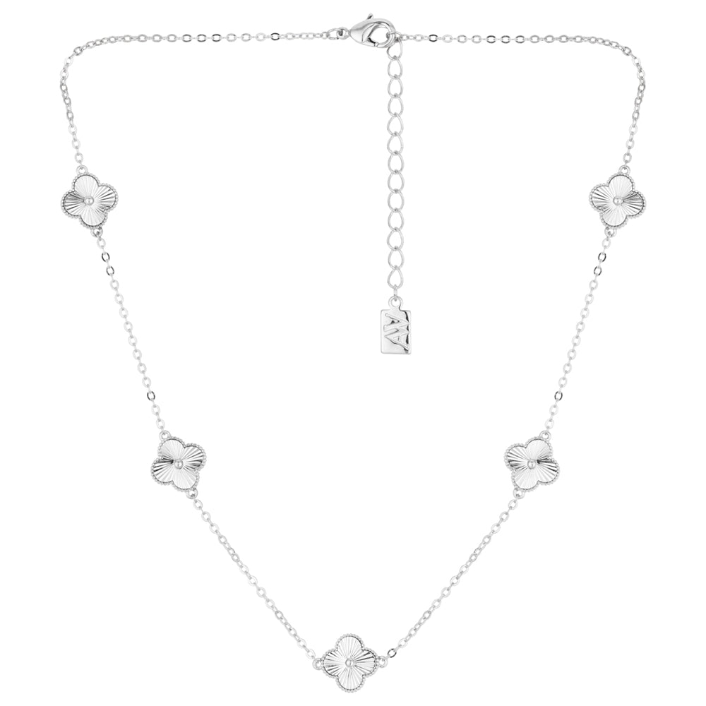 August Woods Silver Multi Mirror Clover Necklace