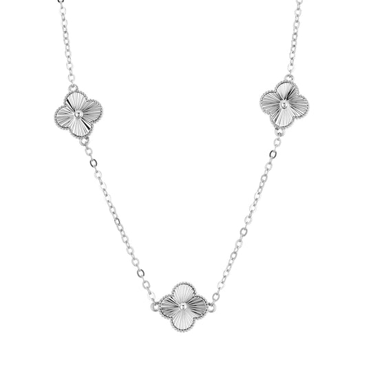 August Woods Silver Multi Mirror Clover Necklace