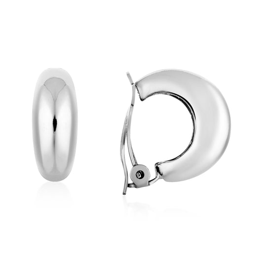 August Woods Silver Chunky Hoop Clip On Earrings