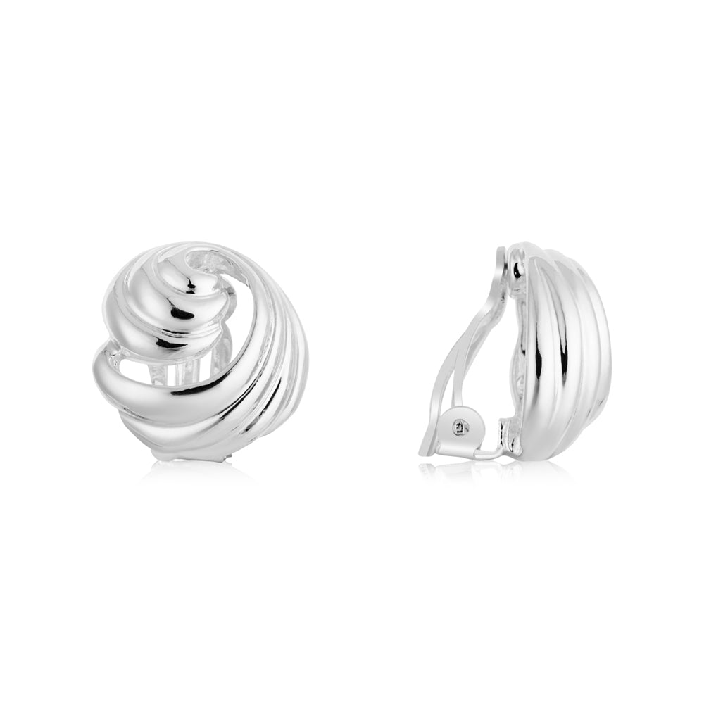August Woods Silver Swirl Clip On Earrings