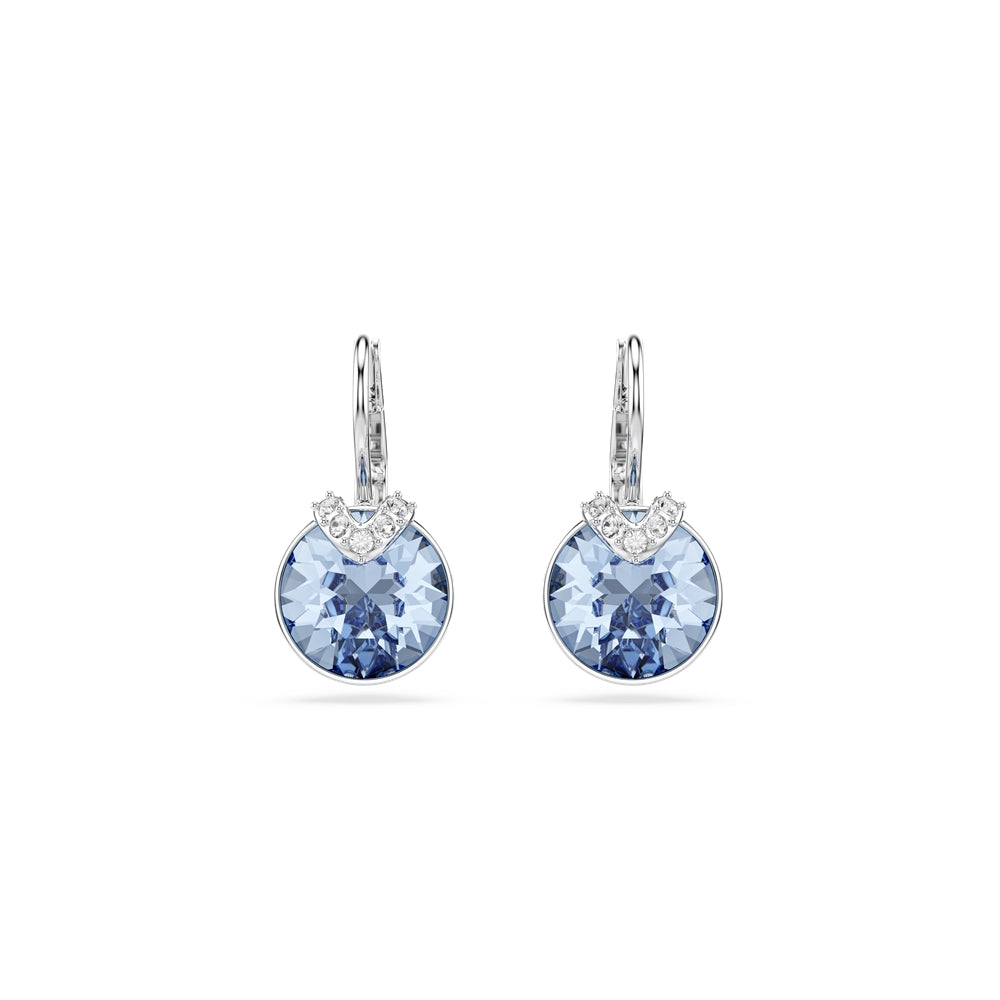 Swarovski Silver Bella Blue Round Drop Earrings