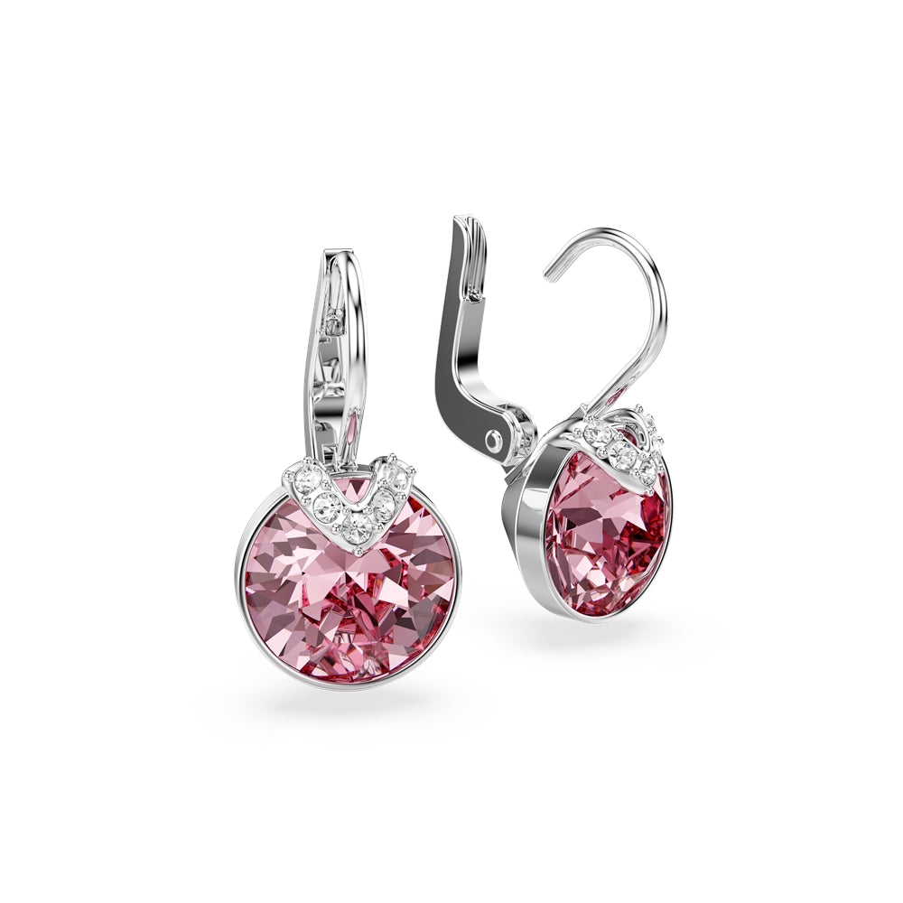 Swarovski Silver Bella Pink Round Drop Earrings
