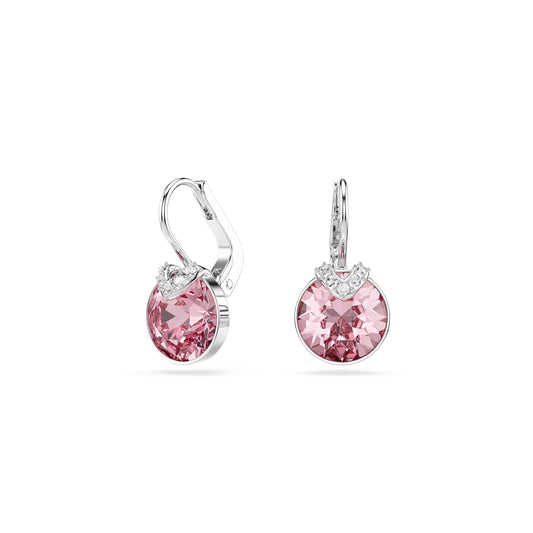 Swarovski Silver Bella Pink Round Drop Earrings
