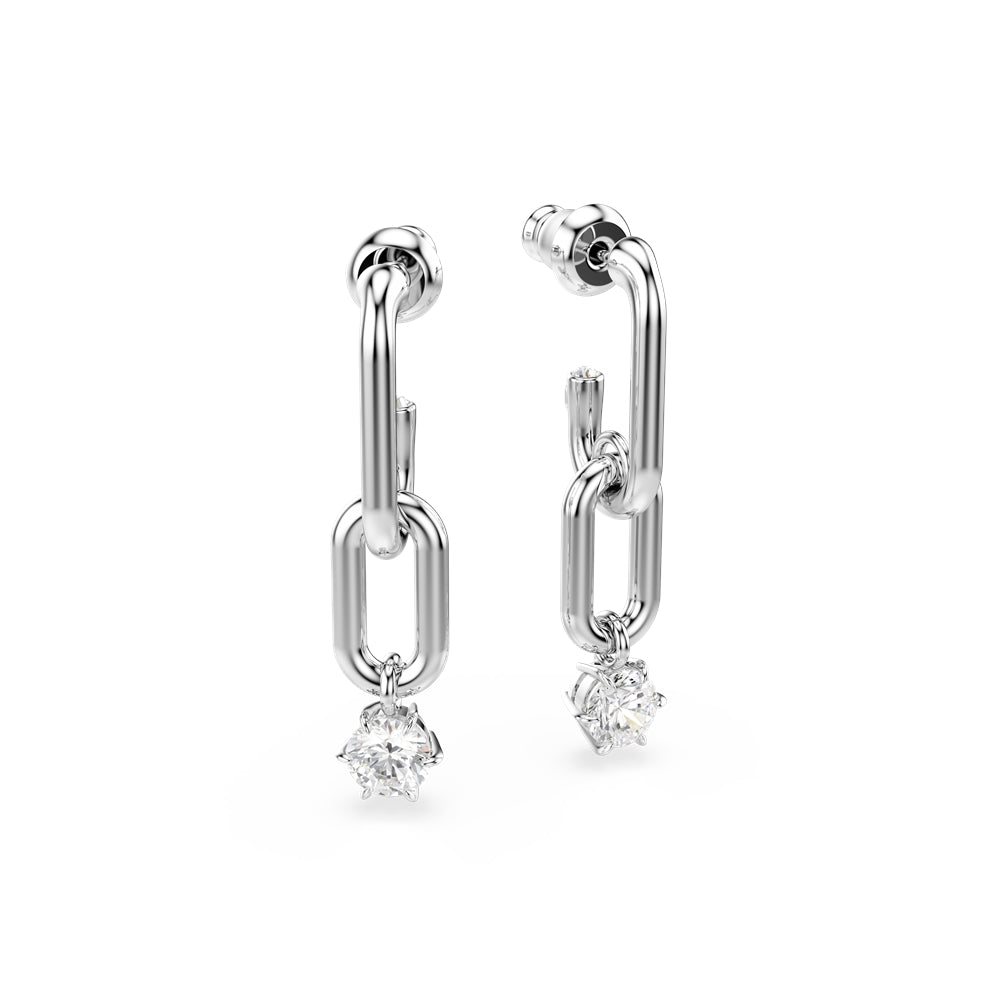 Swarovski Silver Constella White Round Cut Drop Earrings