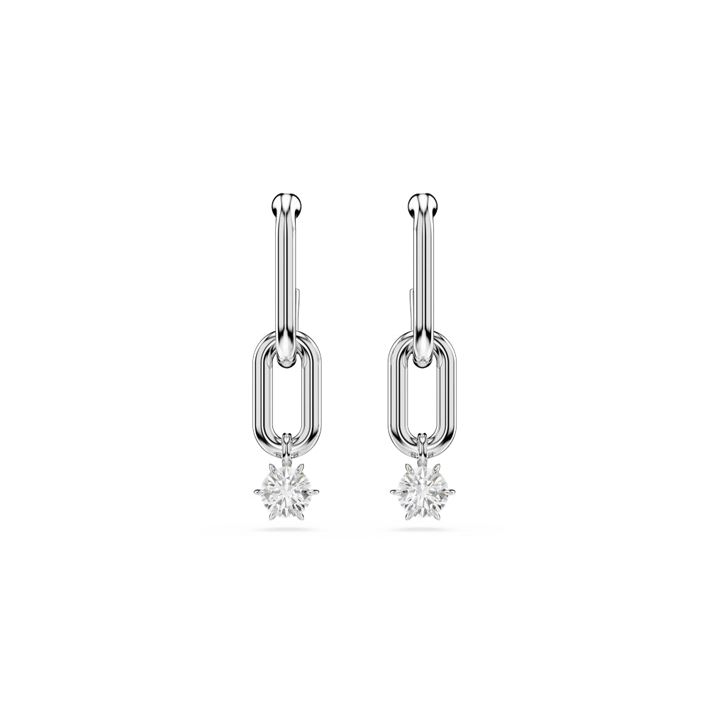 Swarovski Silver Constella White Round Cut Drop Earrings