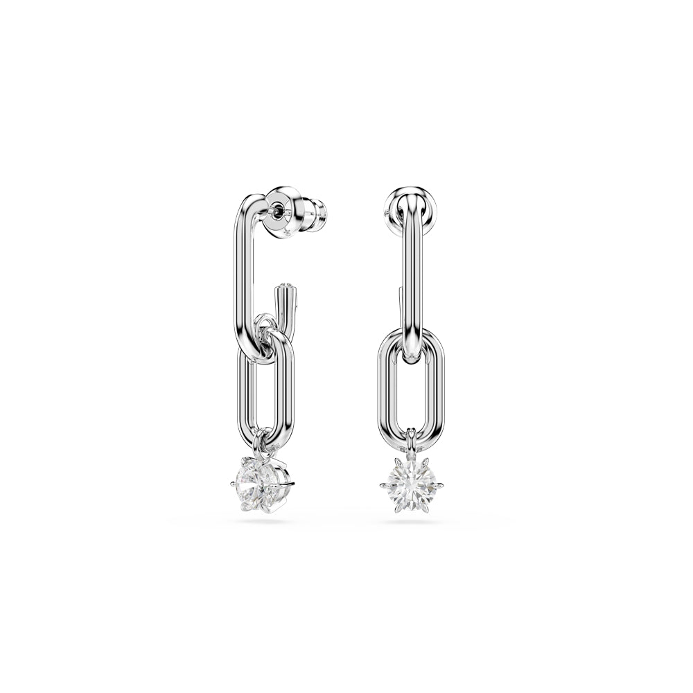 Swarovski Silver Constella White Round Cut Drop Earrings