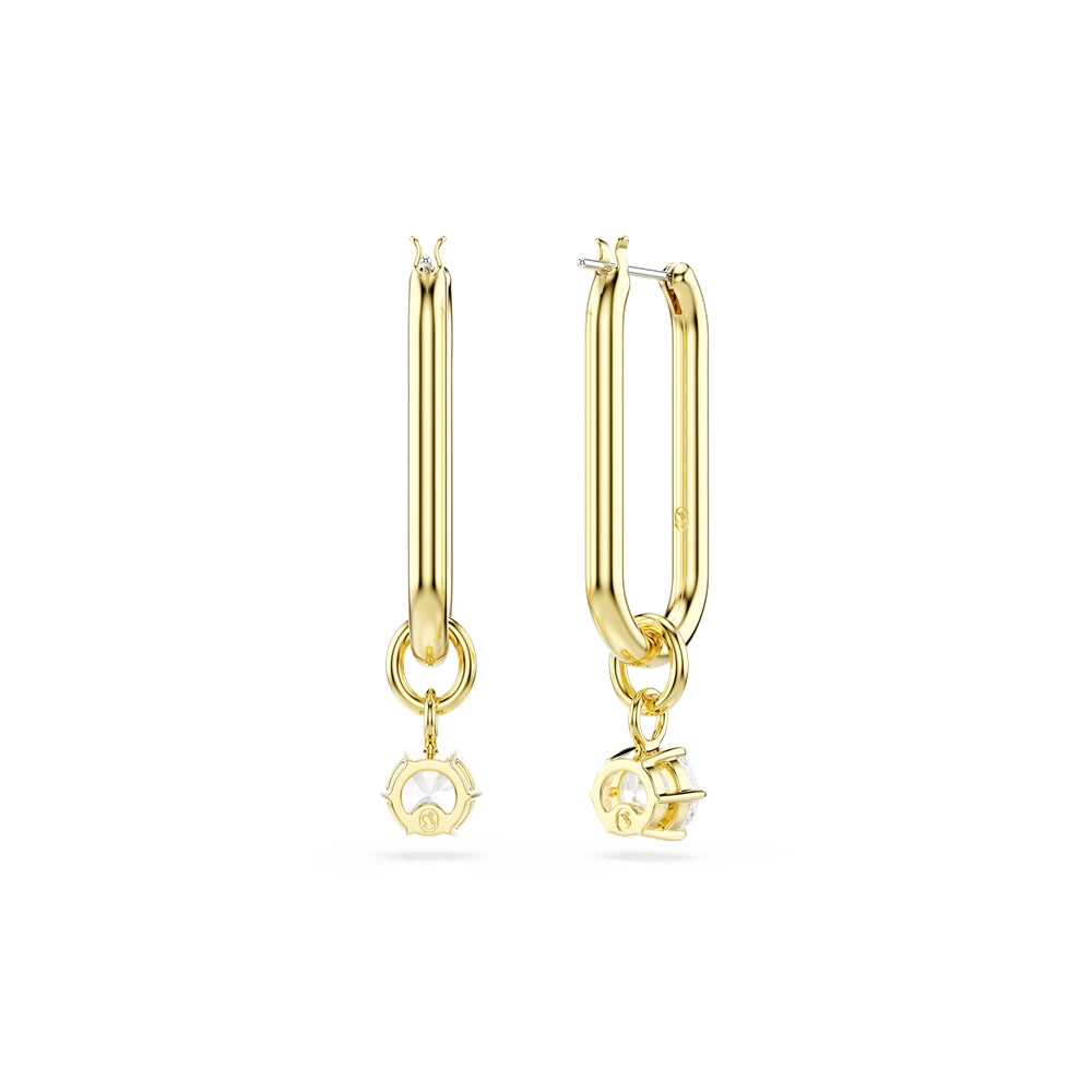 Swarovski Gold Constella White Round Cut Drop Earrings