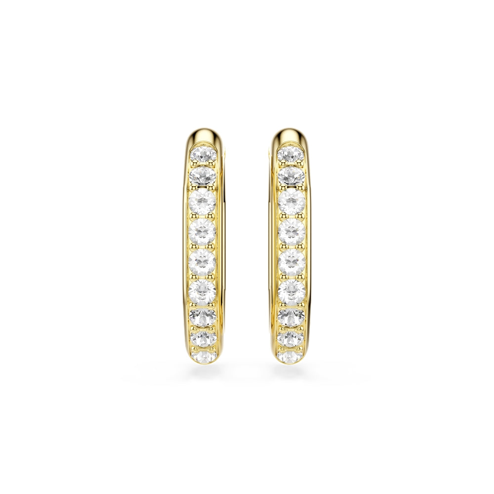 Swarovski Gold Dextera Octagonal White Crystal Hoop Earrings