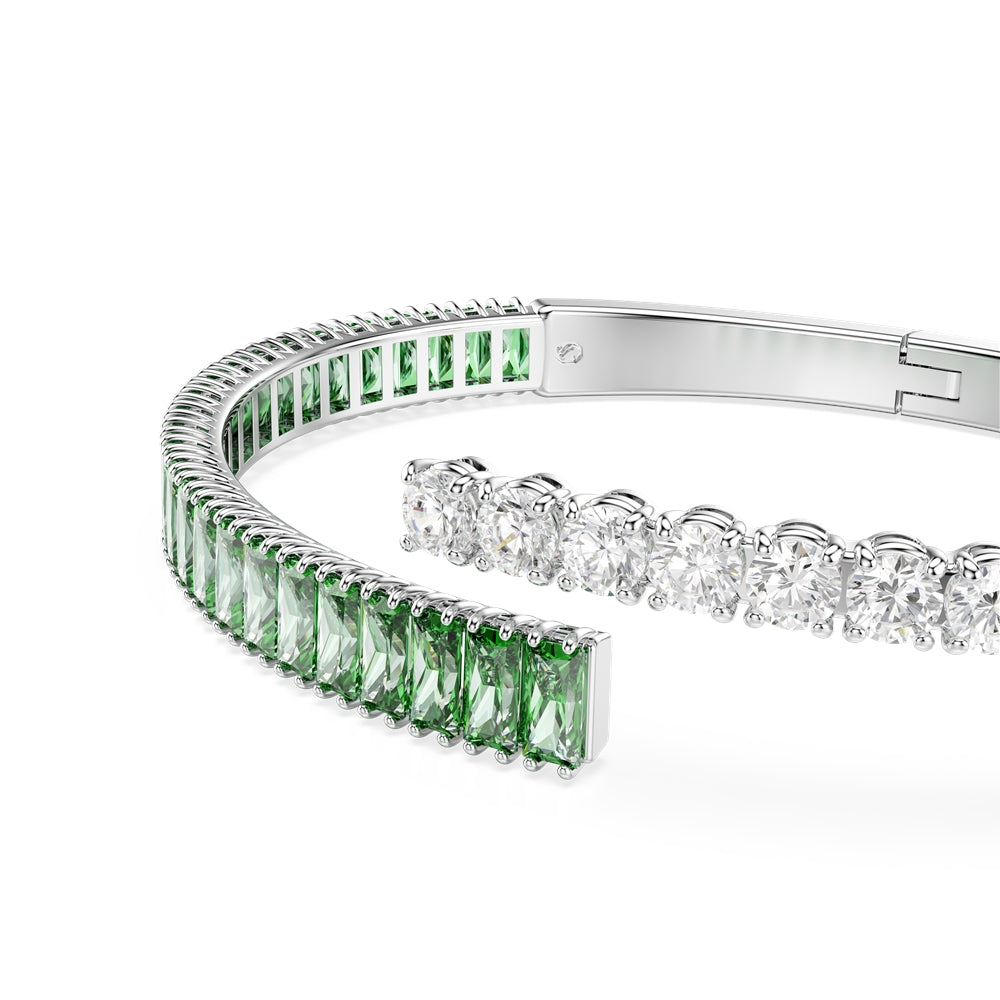Swarovski Silver Matrix Green Mixed Cuts Bangle