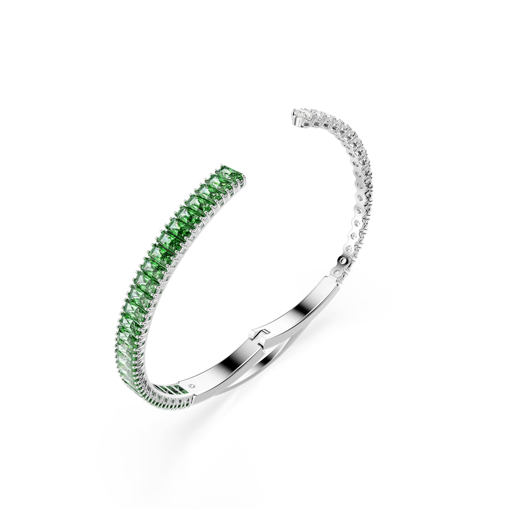 Swarovski Silver Matrix Green Mixed Cuts Bangle