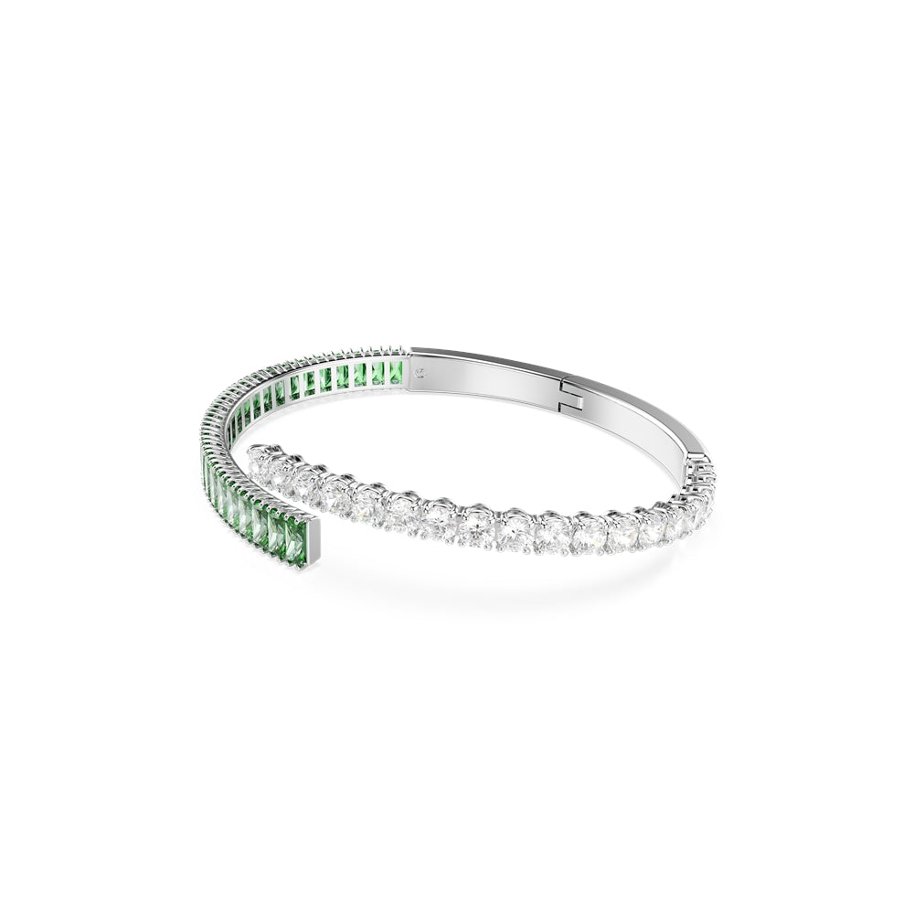 Swarovski Silver Matrix Green Mixed Cuts Bangle