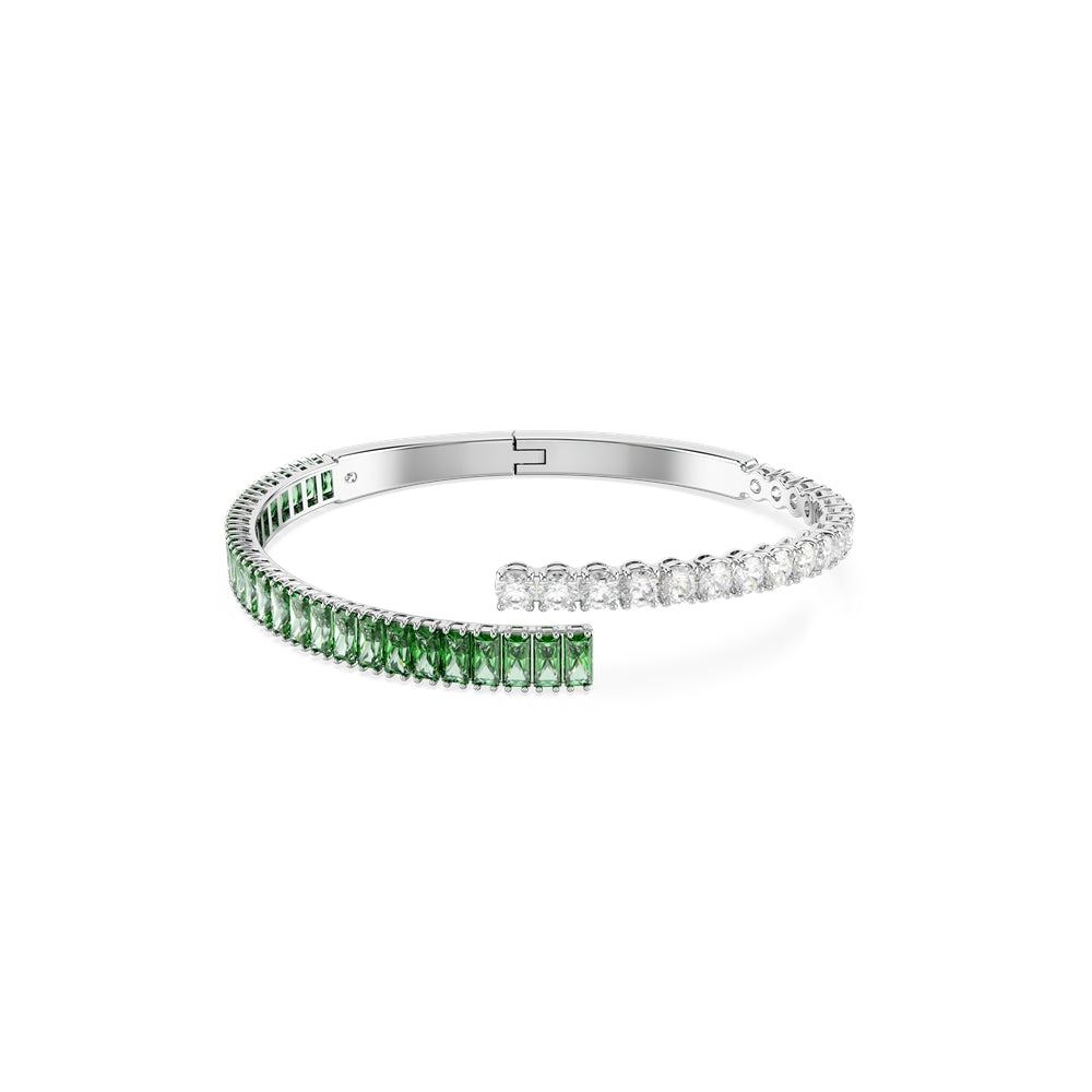 Swarovski Silver Matrix Green Mixed Cuts Bangle