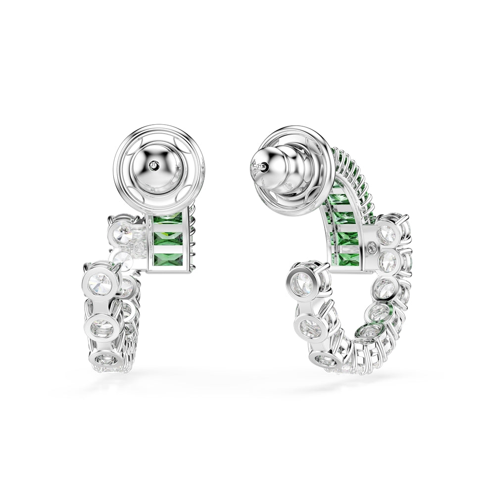 Swarovski Silver Matrix Green Mixed Cuts Hoop Earrings