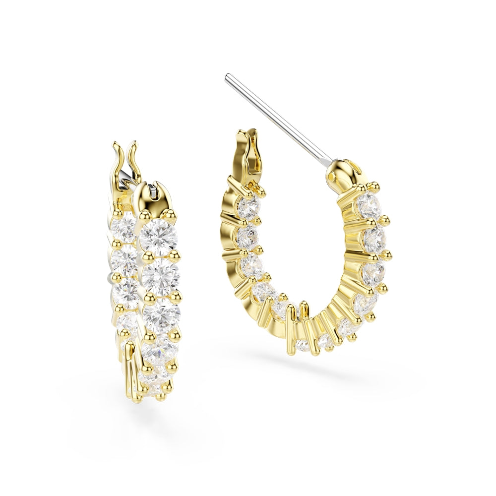 Swarovski Gold Matrix Vittore White Round Cut Hoop Earrings