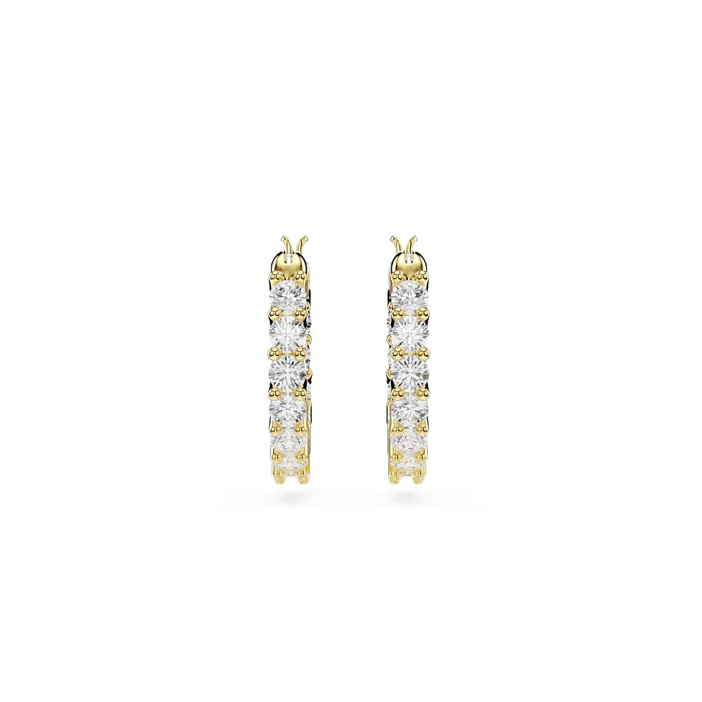 Swarovski Gold Matrix Vittore White Round Cut Hoop Earrings
