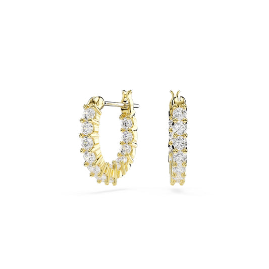 Swarovski Gold Matrix Vittore White Round Cut Hoop Earrings