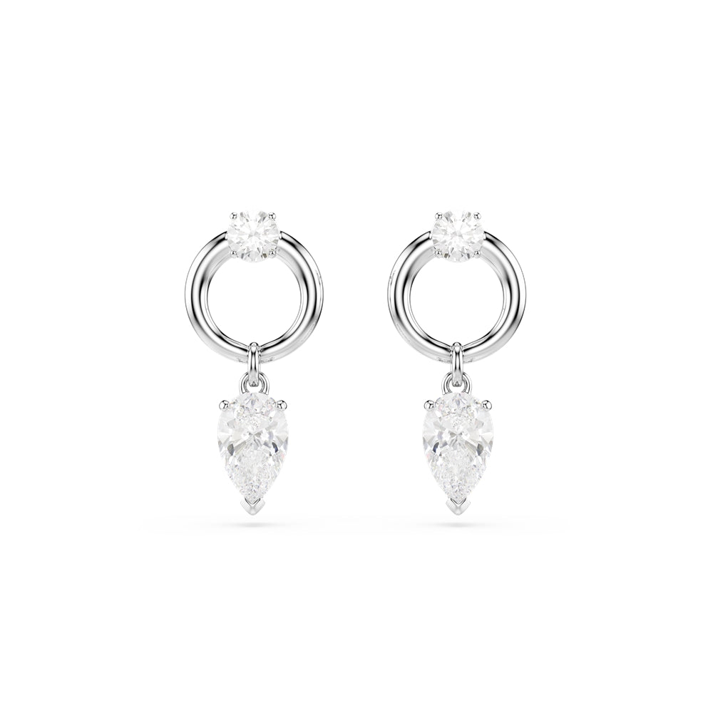 Swarovski Silver Mesmera White Pear Rhodium Plated Drop Earrings
