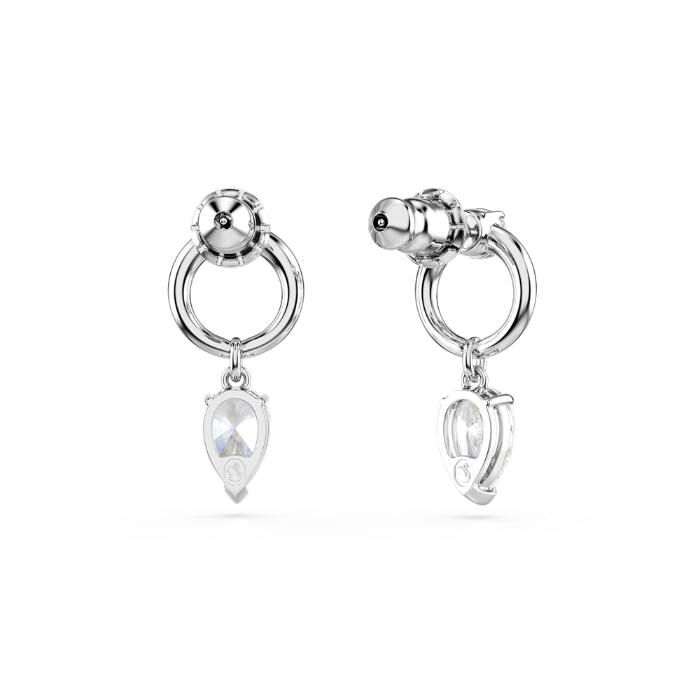 Swarovski Silver Mesmera White Pear Rhodium Plated Drop Earrings