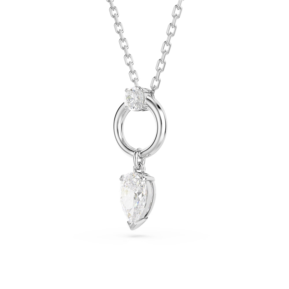 Swarovski Silver Mesmera White Pear Cut Necklace