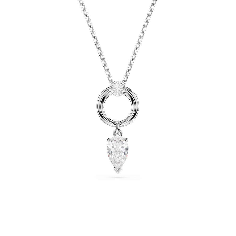 Swarovski Silver Mesmera White Pear Cut Necklace