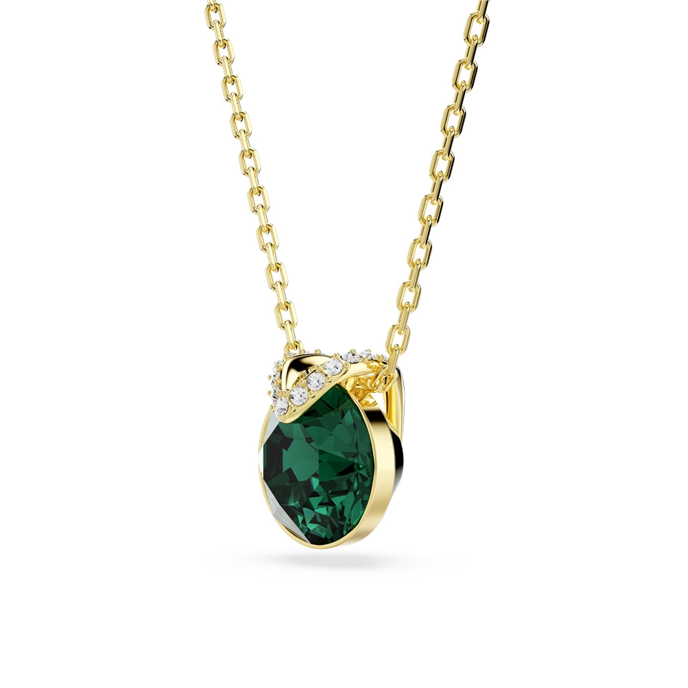 Swarovski Gold Bella V Green Round Cut Necklace