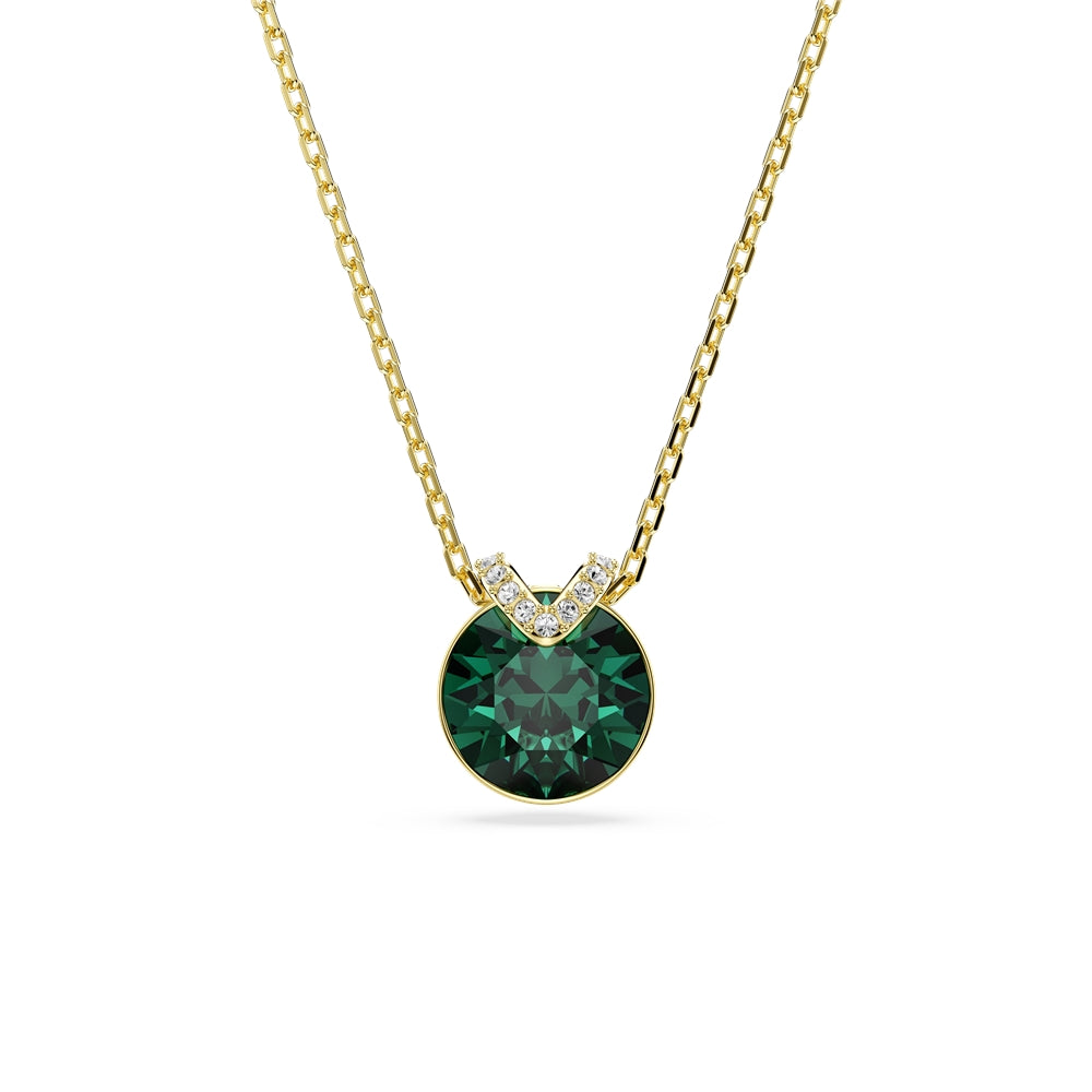 Swarovski Gold Bella V Green Round Cut Necklace