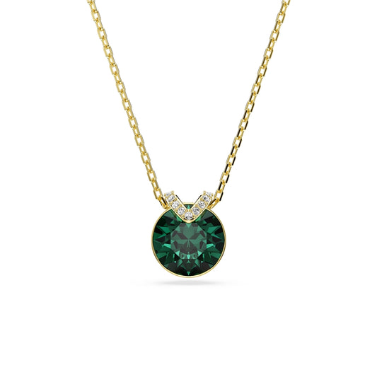 Swarovski Gold Bella V Green Round Cut Necklace