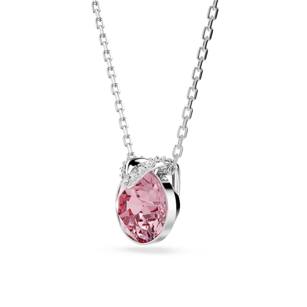 Swarovski Silver Bella V Pink Round Cut Necklace