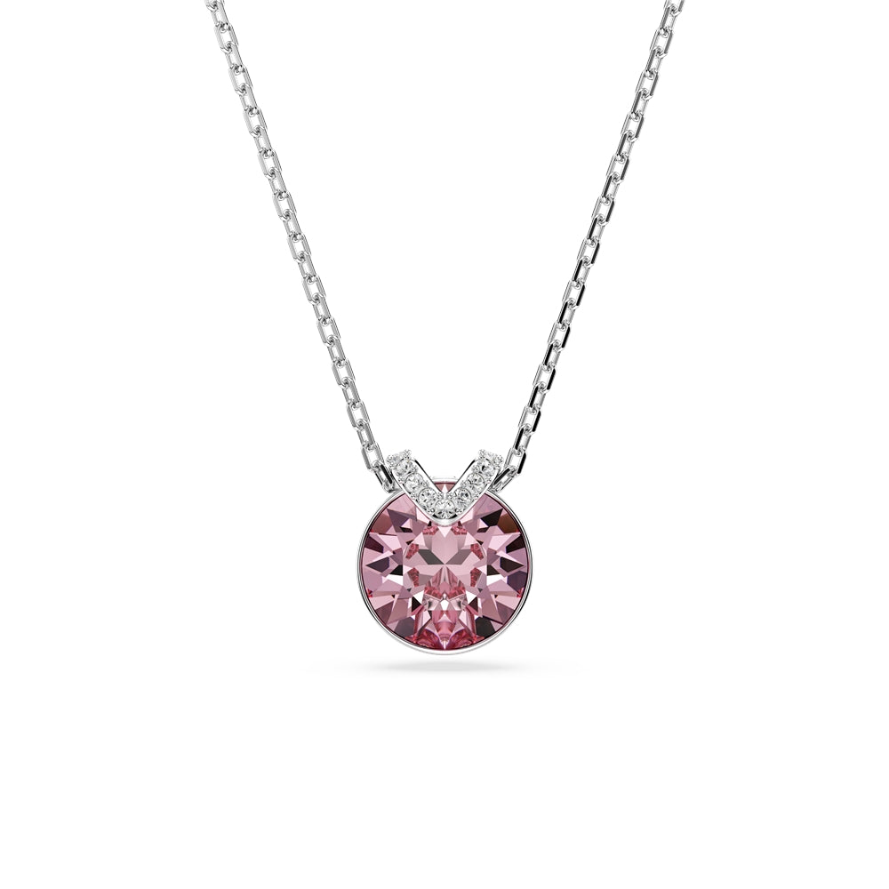 Swarovski Silver Bella V Pink Round Cut Necklace