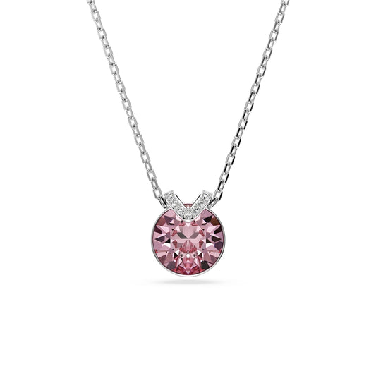 Swarovski Silver Bella V Pink Round Cut Necklace