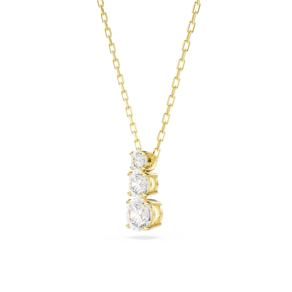Swarovski Gold Stilla Attract Trilogy Round Cut Necklace