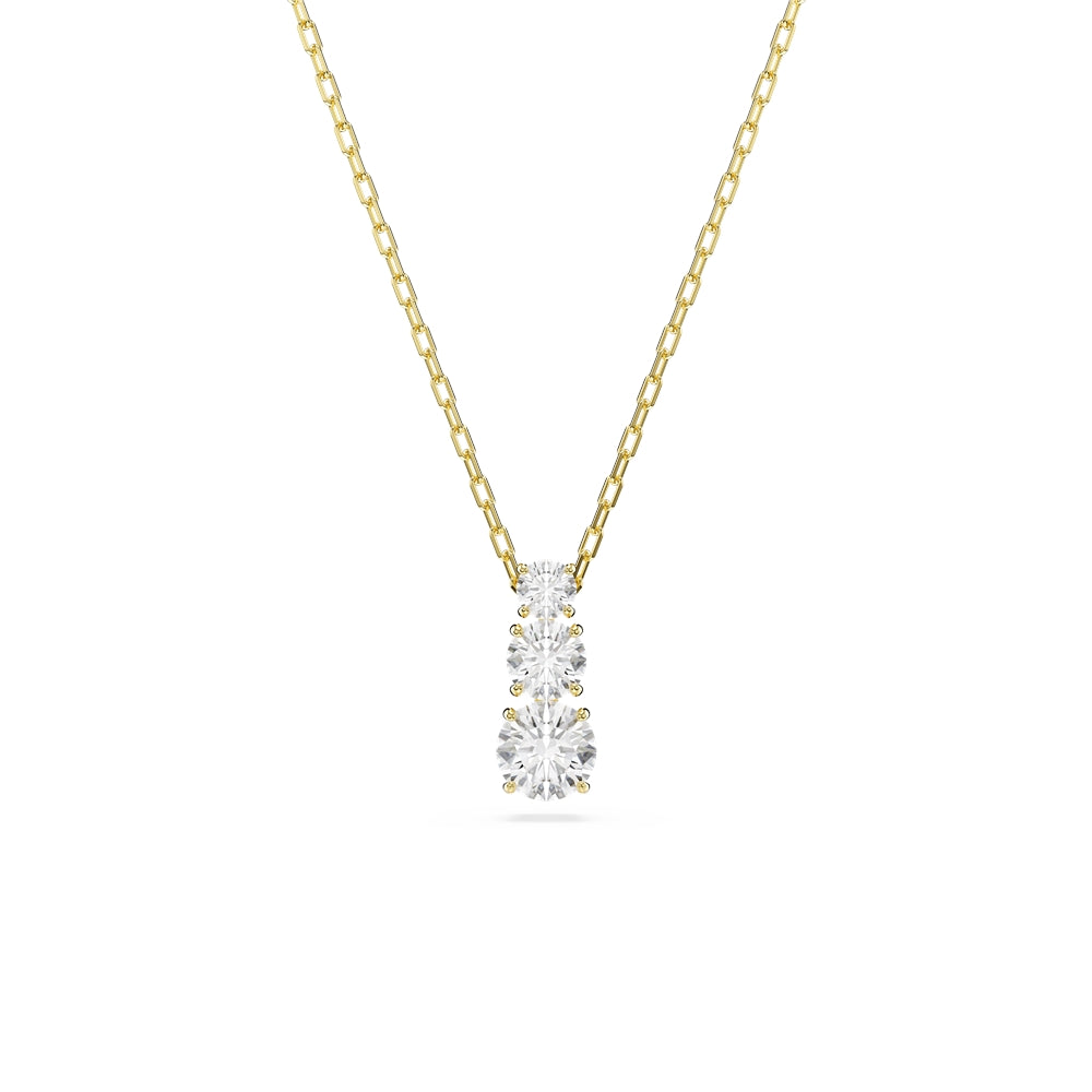 Swarovski Gold Stilla Attract Trilogy Round Cut Necklace