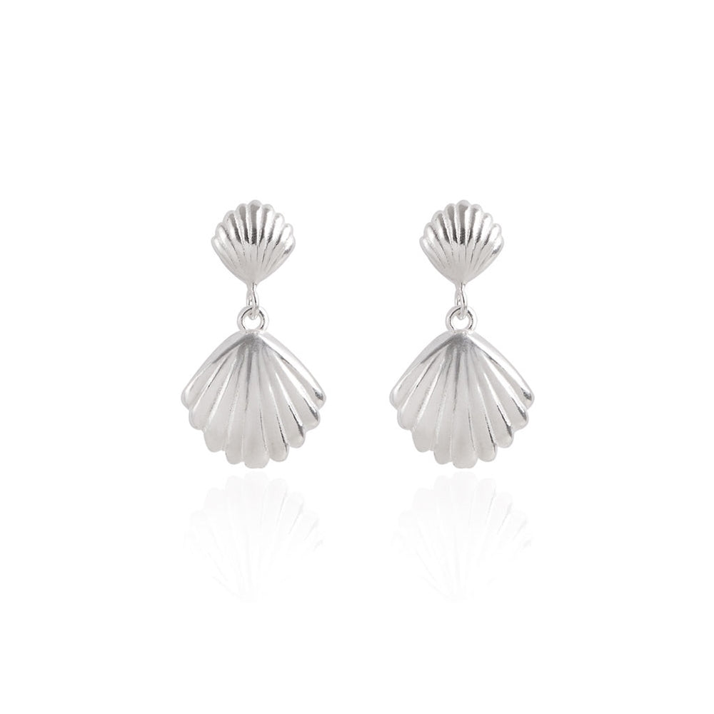 Argento Silver Double Shell Drop Earrings