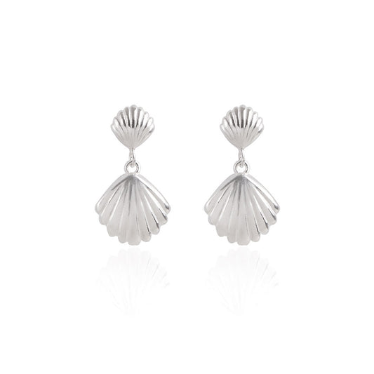 Argento Silver Double Shell Drop Earrings