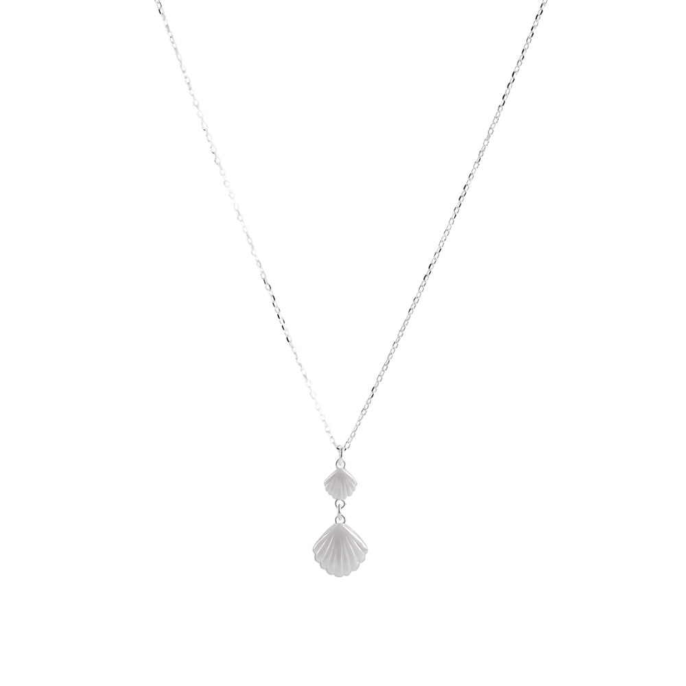 Argento Silver Double Shell Drop Necklace
