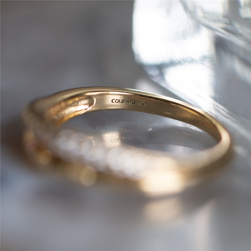 Seek + Find Courage Gold CZ Double Wave Ring