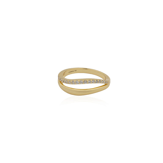 Seek + Find Courage Gold CZ Double Wave Ring