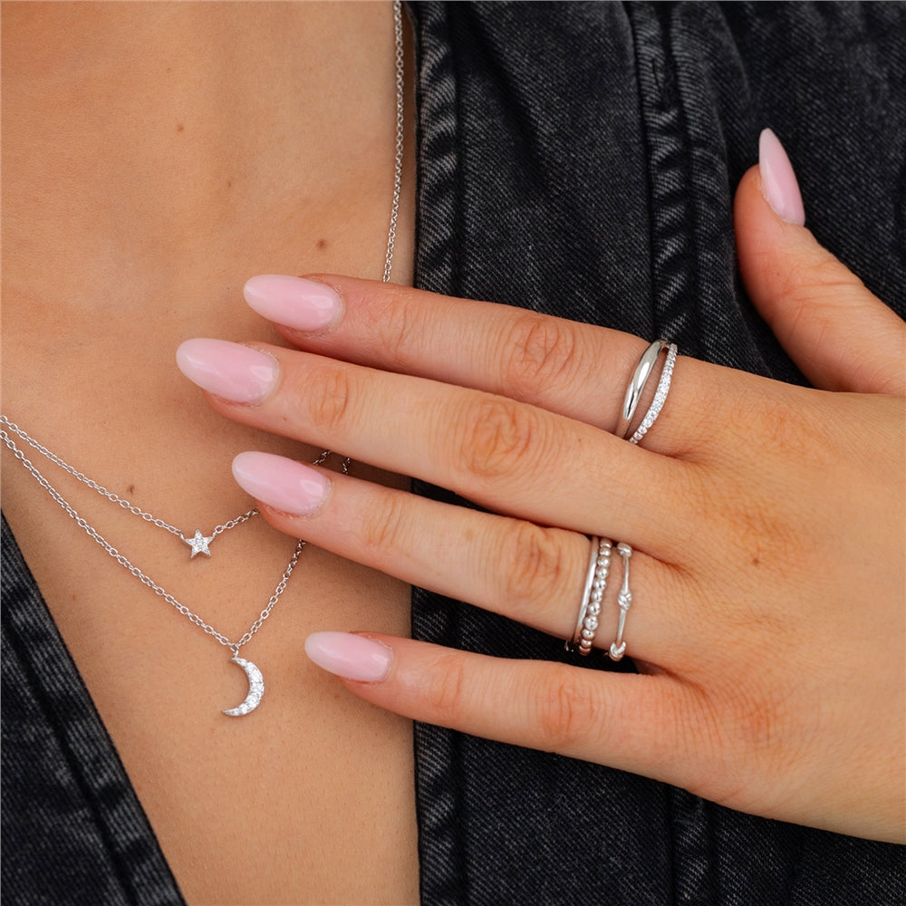 Seek + Find Courage Silver CZ Double Wave Ring