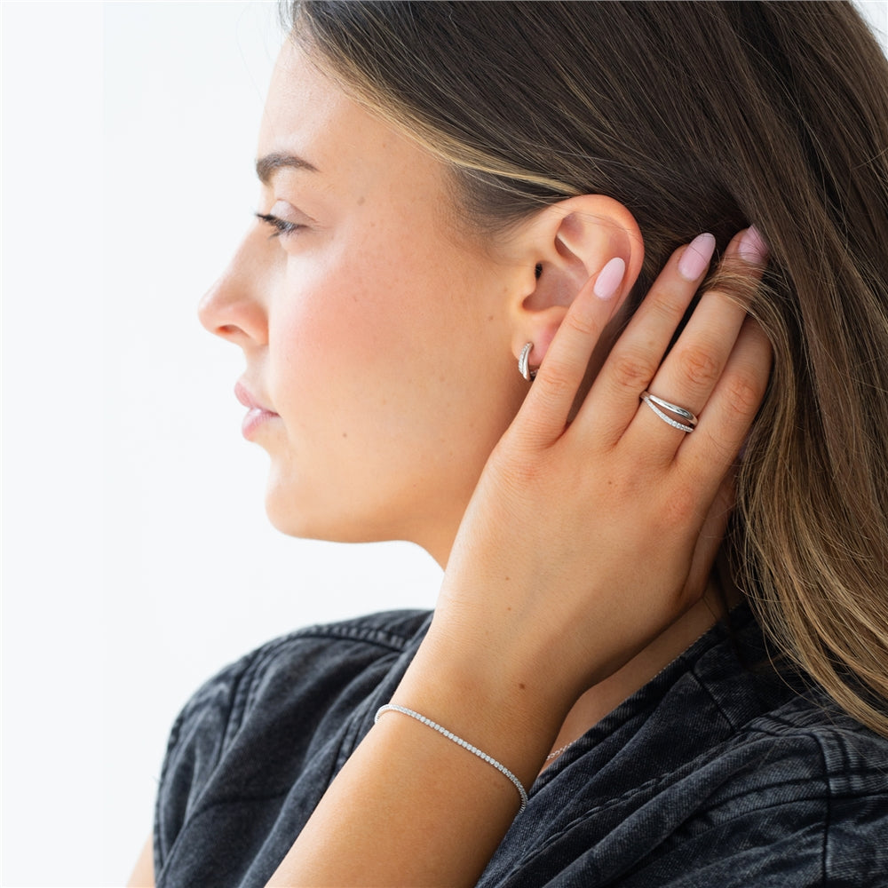 Seek + Find Courage Silver CZ Double Wave Ring