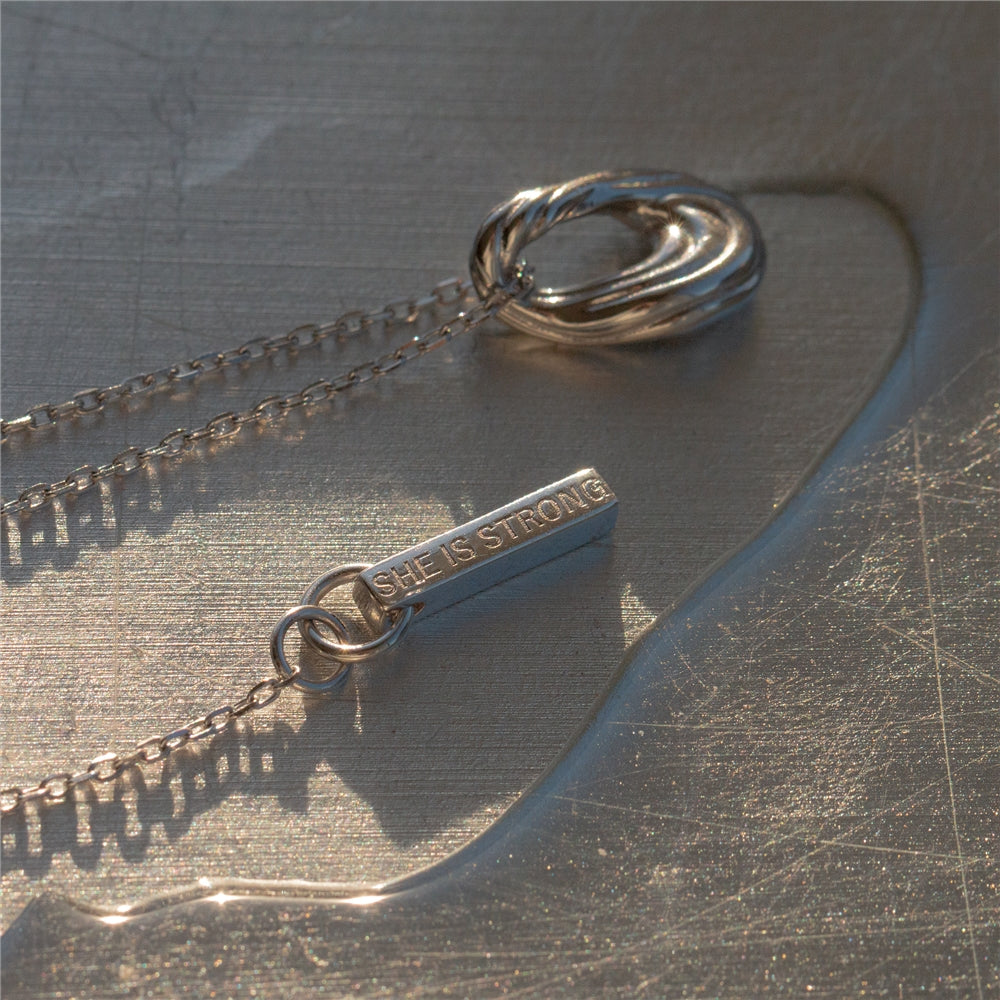Seek + Find She Is Strong Silver Necklace