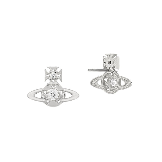 Vivienne Westwood Silver Lee Star CZ Orb Stud Earrings